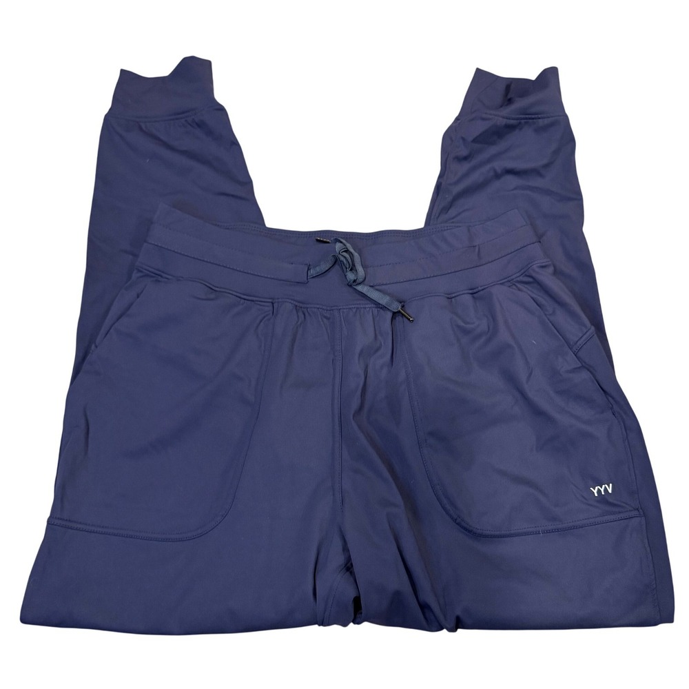 YYV Fit For Life Womens Navy Blue Joggers Athletic Yoga‎ Pants Drawstring Large